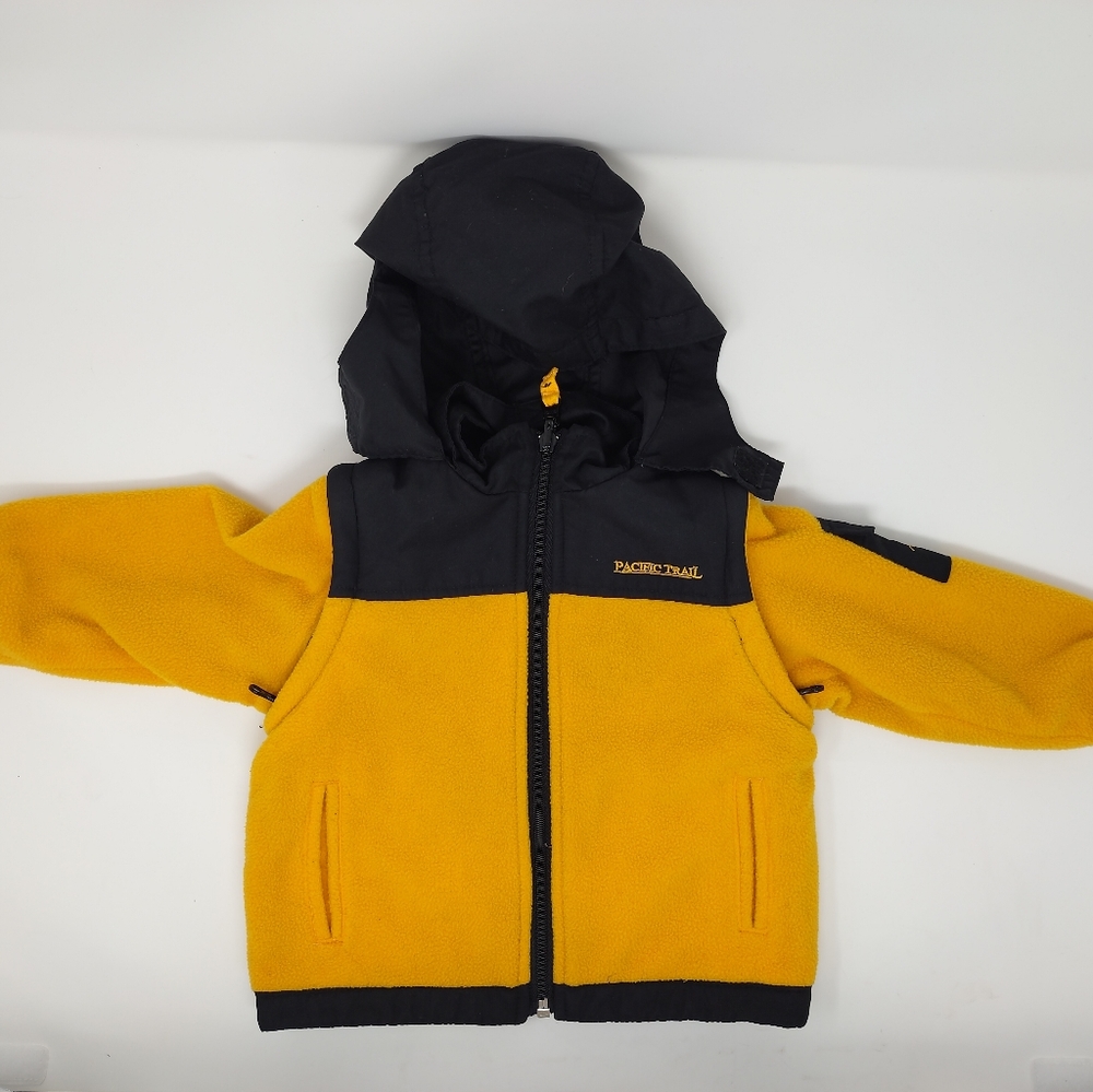 Baby Pacific Trail Yellow & Black Reversable Fleece Hooded Jacket/ Vest